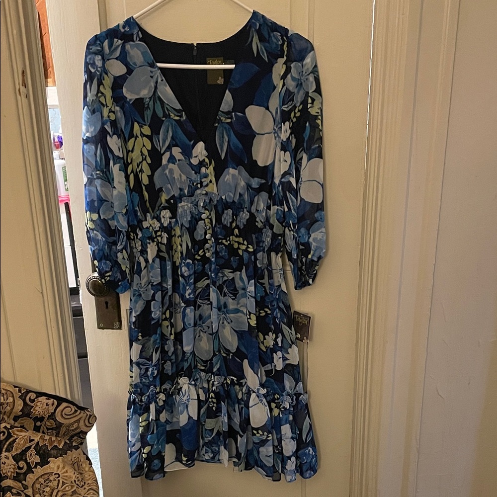 Taylor Navy and Blue Floral Dress